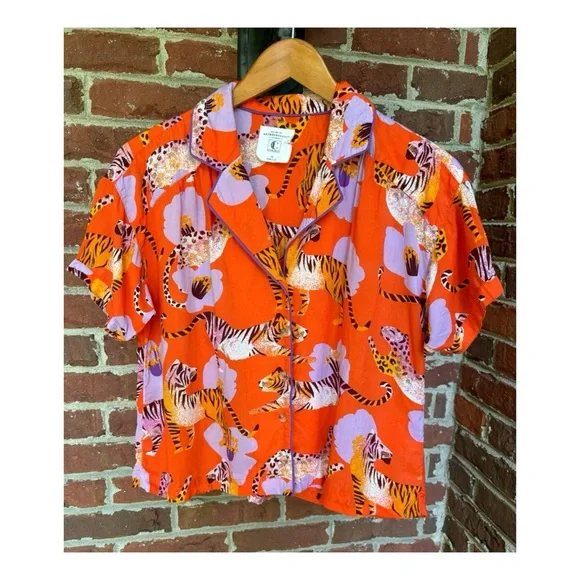 NWOT Anthropologie Claire Colin Dreamer Lounge Top in Mango  Size XSmall - Picture 4 of 10